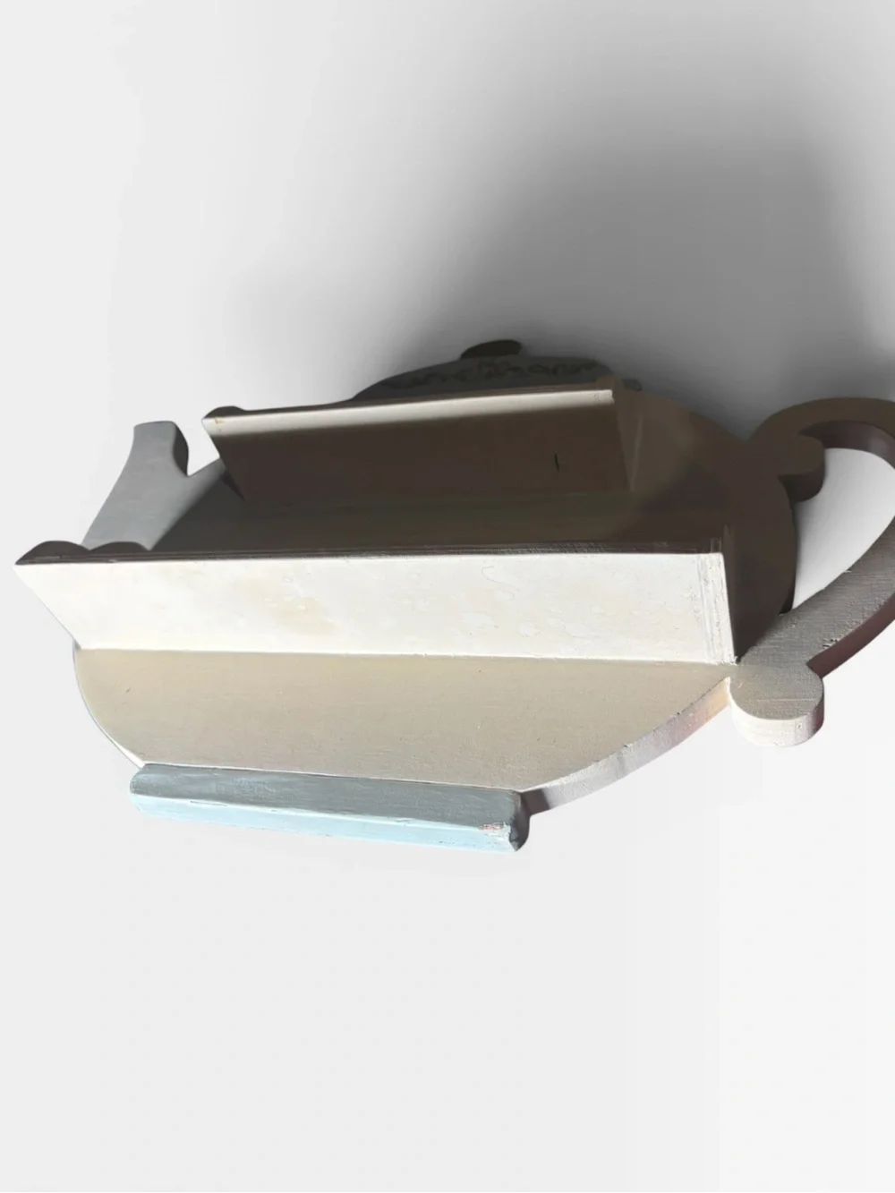 Midwest of cannon falls tea cup shelf Off white / gold/ blue painted